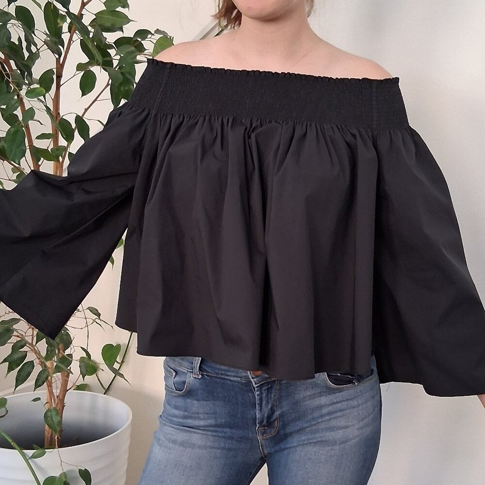 Elizabeth and James Textile Black Cotton Blouse Top